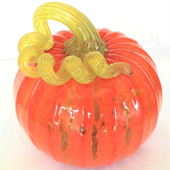GLASS PUMPKIN ORANGE Other - GLASS PUMPKIN  * HAND BLOWN* Lenoff Art Glass